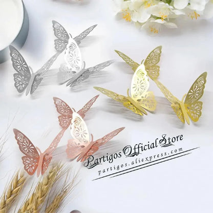 Luxury 3D Wall Stunning 12Pcs 4D Hollow Butterfly Wall Sticker Home Decoration Wall Stickers wedding Party Wedding Decors Butterfly Kids Room Decors