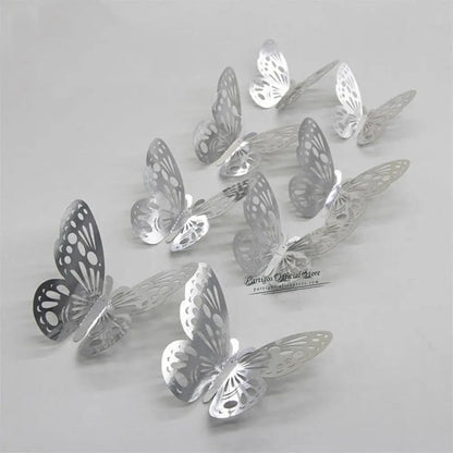Luxury 3D Wall Stunning 12Pcs 4D Hollow Butterfly Wall Sticker Home Decoration Wall Stickers wedding Party Wedding Decors Butterfly Kids Room Decors