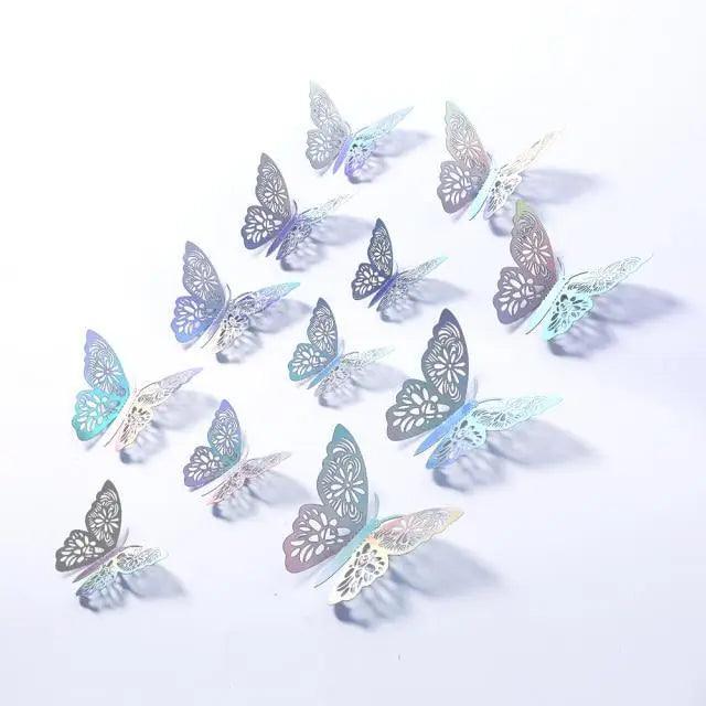 Luxury 3D Wall Stunning 12Pcs 4D Hollow Butterfly Wall Sticker Home Decoration Wall Stickers wedding Party Wedding Decors Butterfly Kids Room Decors