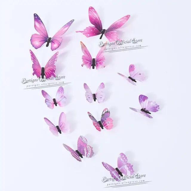 Luxury 3D Wall Stunning 12Pcs 4D Hollow Butterfly Wall Sticker Home Decoration Wall Stickers wedding Party Wedding Decors Butterfly Kids Room Decors