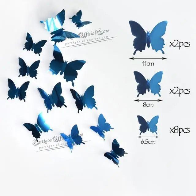 Luxury 3D Wall Stunning 12Pcs 4D Hollow Butterfly Wall Sticker Home Decoration Wall Stickers wedding Party Wedding Decors Butterfly Kids Room Decors