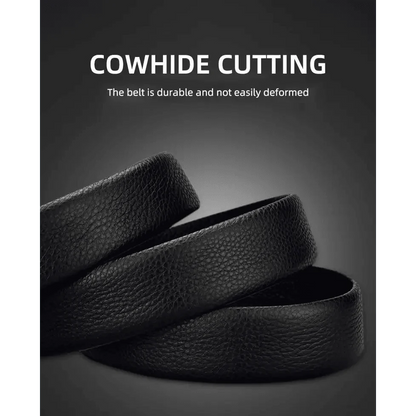 Luxury Automatic Black Genuine Leather Business Belt For Men New Fashion High Quality Black Belts