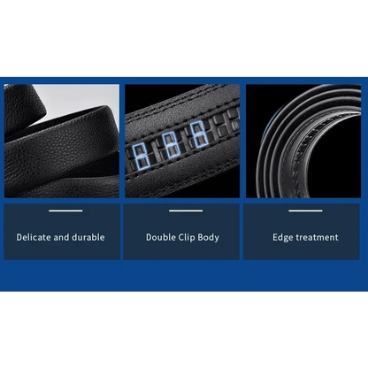 Luxury Automatic Black Genuine Leather Business Belt For Men New Fashion High Quality Black Belts