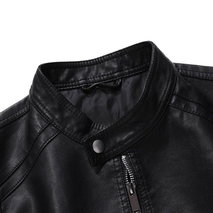 Luxury Black Men Faux Leather Jacket Elegant Motorcycle Men's Jackets Black Warm Business Male PU Leather Coats Men's Leathers Motorcycle Slim Fit Jacket