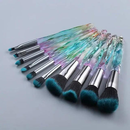 Luxury Cosmic Color New Luxury Crystal Makeup Brushes Powder Foundation Eyeshadow Eyebrow Cosmetics for Face Fan Make Up Brush Set