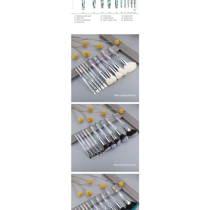 Luxury Cosmic Color New Luxury Crystal Makeup Brushes Powder Foundation Eyeshadow Eyebrow Cosmetics for Face Fan Make Up Brush Set