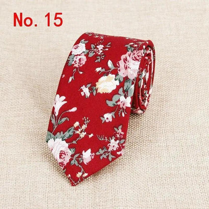 Luxury Flower Handmade Cotton Ties For Men Classic Colorful Printed Floral Designs Necktie For Wedding