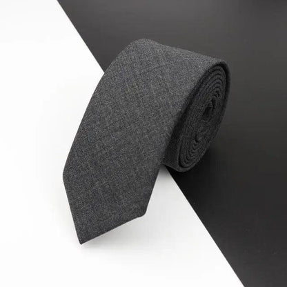 Luxury High Quality Black Grey Skinny Wool Tie For Men Business Meeting Necktie Fashionable Design Excellent Men Gift