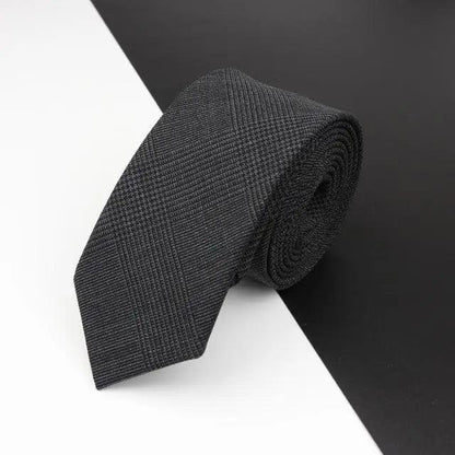 Luxury High Quality Black Grey Skinny Wool Tie For Men Business Meeting Necktie Fashionable Design Excellent Men Gift