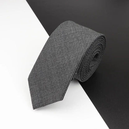 Luxury High Quality Black Grey Skinny Wool Tie For Men Business Meeting Necktie Fashionable Design Excellent Men Gift