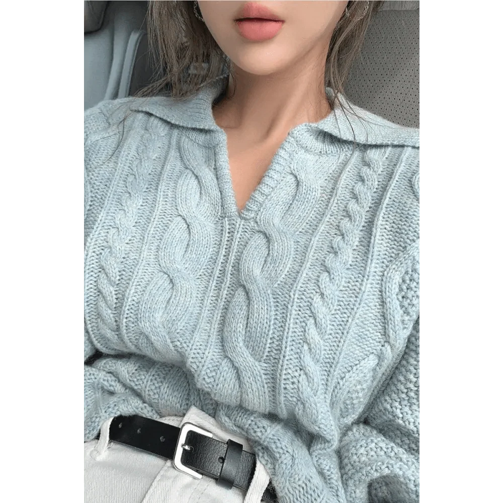 Luxury Kitty Retro Women Sweater Pullovers Knitted Casual Solid Autumn Turn-down Collar Feminine Loose All Match Soft Sweet Tops