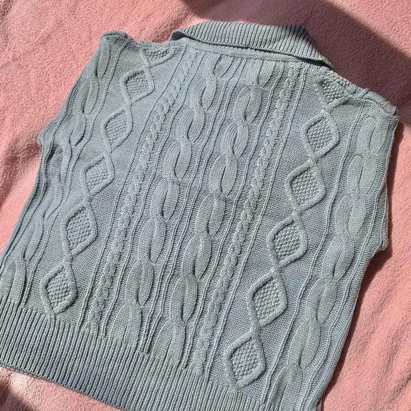 Luxury Kitty Retro Women Sweater Pullovers Knitted Casual Solid Autumn Turn-down Collar Feminine Loose All Match Soft Sweet Tops