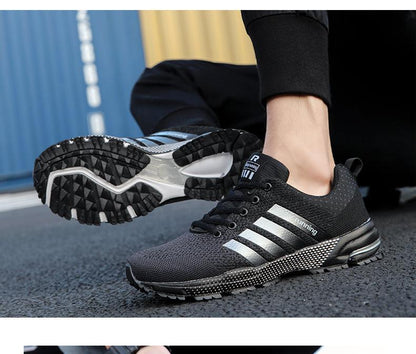 Luxury Sport Mens Sneakers Mesh Breathable Casual Men Shoes Comfortable Non-Slip Shock Absorption Light Outdoor Walking Comfortable Running Sneakers