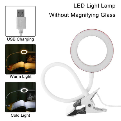 Magnifier Nail Beauty Light Tattoo Clip Light USB Table Lamp Flexible LED Desk Lamp Student Book Lights Study Lamp Reading Light Decorative Table Lamp Cute Study Lamps for Bedroom Décor