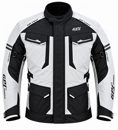 Men’s All-Season 7 Pockets Waterproof High Premium Quality Motorcycle Jacket – Beach/Black