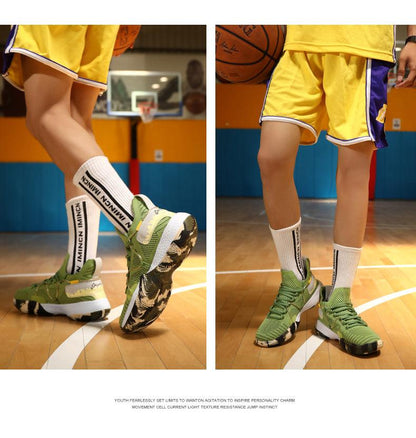 Men Breathable Basketball Shoes Shockproof High Top Sneakers Cushioning Sport Shoes Outdoor Training Ankle Boots Lightning Professional Anti Slip Sports Shoes For Running Walking Sport