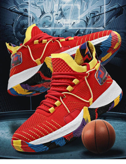 Men Breathable Basketball Shoes Shockproof High Top Sneakers Cushioning Sport Shoes Outdoor Training Ankle Boots Lightning Professional Anti Slip Sports Shoes For Running Walking Sport