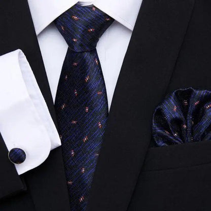 Men Elegant Red Silk Tie Classic Necktie Cufflinks Set Business Necktie With Handkerchief Perfect Match With Wedding Suit