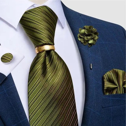 Men Luxury Red Silk Necktie Matching Cufflinks Set For Men Bridegroom Wedding Business Necktie Elegant Design Ideal Gift For Men