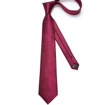 Men Luxury Red Silk Necktie Matching Cufflinks Set For Men Bridegroom Wedding Business Necktie Elegant Design Ideal Gift For Men
