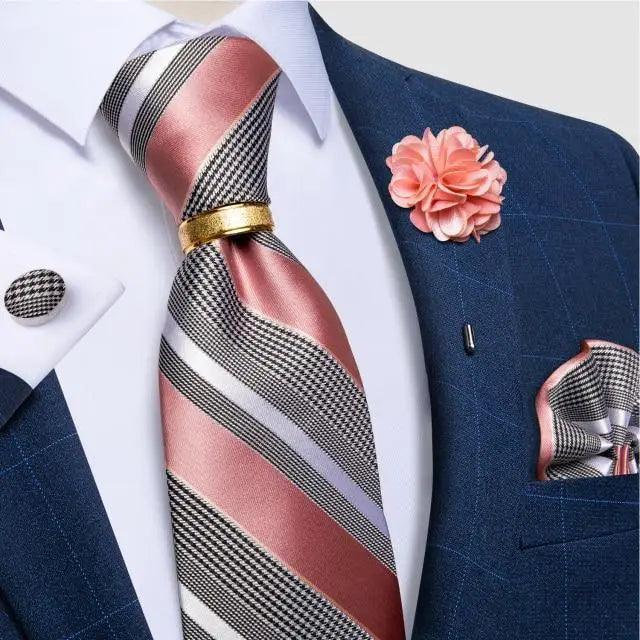 Men Luxury Red Silk Necktie Matching Cufflinks Set For Men Bridegroom Wedding Business Necktie Elegant Design Ideal Gift For Men