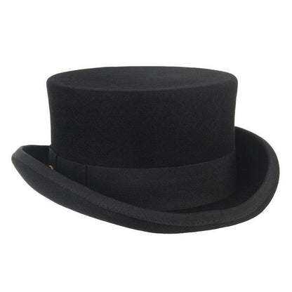 Men Simple Classic Wool Hat For Men/Women New Pork Pie Hat Men's Porkpie Breathable Hats Flat Top Men's Fedora Hat Party Costume Fedoras Black Hats