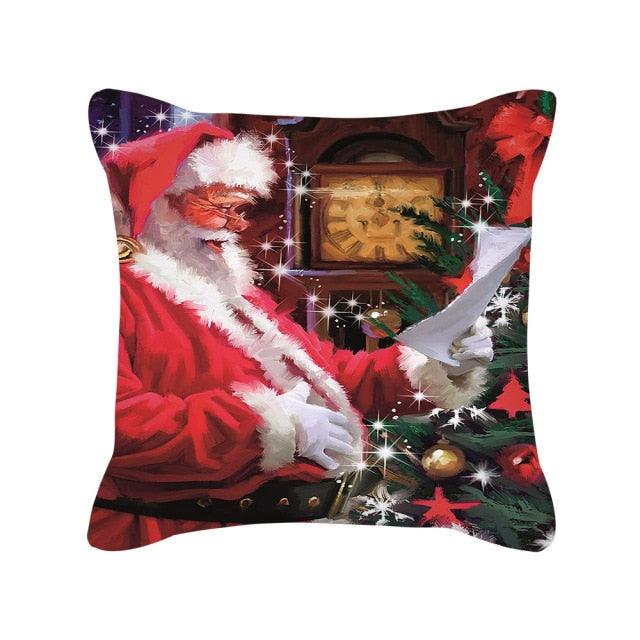 Merry Christmas Cushion Covers Snowman Christmas Santa Pillow Covers Santa Claus Pillow Covers Christmas Tree Santa Deer Printed Pillow Cover Home Decor Pillowcase For Couch 45X45CM
