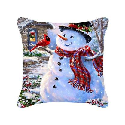 Merry Christmas Cushion Covers Snowman Christmas Santa Pillow Covers Santa Claus Pillow Covers Christmas Tree Santa Deer Printed Pillow Cover Home Decor Pillowcase For Couch 45X45CM
