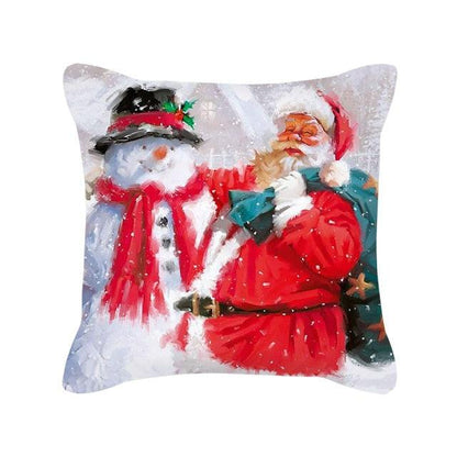 Merry Christmas Cushion Covers Snowman Christmas Santa Pillow Covers Santa Claus Pillow Covers Christmas Tree Santa Deer Printed Pillow Cover Home Decor Pillowcase For Couch 45X45CM