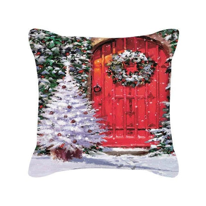 Merry Christmas Cushion Covers Snowman Christmas Santa Pillow Covers Santa Claus Pillow Covers Christmas Tree Santa Deer Printed Pillow Cover Home Decor Pillowcase For Couch 45X45CM