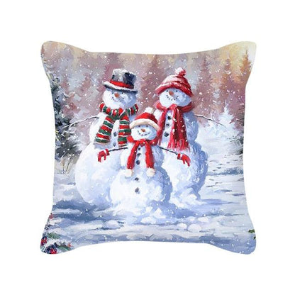 Merry Christmas Cushion Covers Snowman Christmas Santa Pillow Covers Santa Claus Pillow Covers Christmas Tree Santa Deer Printed Pillow Cover Home Decor Pillowcase For Couch 45X45CM