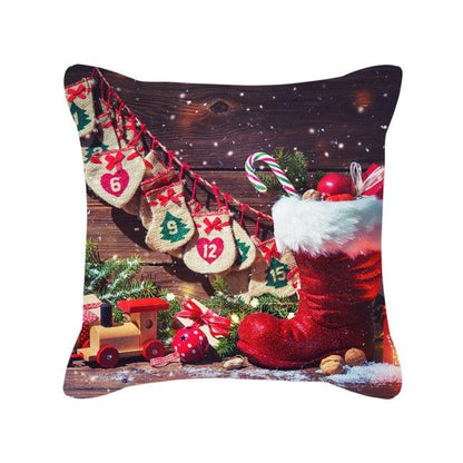 Merry Christmas Cushion Covers Snowman Christmas Santa Pillow Covers Santa Claus Pillow Covers Christmas Tree Santa Deer Printed Pillow Cover Home Decor Pillowcase For Couch 45X45CM