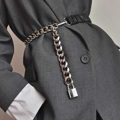 Metal Adjustable Chain Link Belts Fashion Belly Jewelry For Jeans Dresses Elegant Cool Style Lock Design Belts For Women Charming Belt
