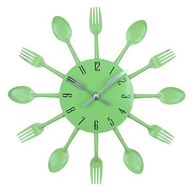 Metal Kitchen Wall Clock Creative  Kitchen Wall Clock 3D Modern Creative Kitchen Cutlery Spoon Fork Time Like Wall Clock Wall Sticker Room Home Decoration Quartz Wall Art Cutlery Mounted Clocks Modern Design Home Decorative