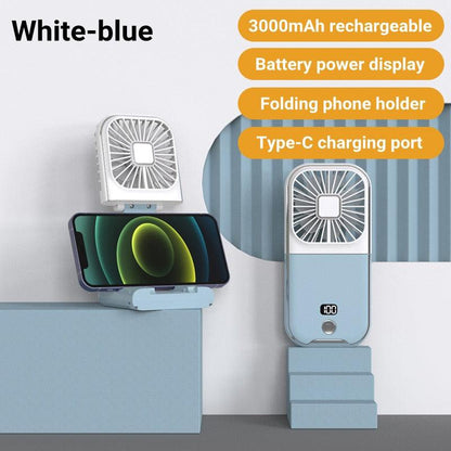 Mini Portable Outdoor Hand Fan Hanging Neck Fan USB Charging 3000mAh Battery Powered 180° Folding Wireless Table Air Cooling Fan 4 Adjustable Speed Portable Pocket Fan for Office Outdoor Travel