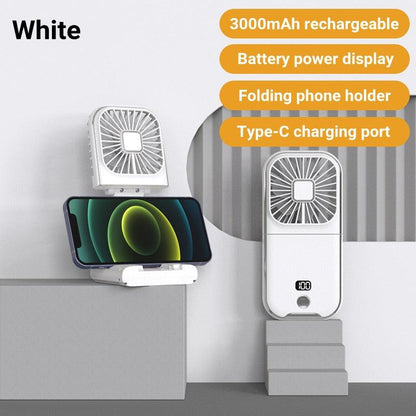 Mini Portable Outdoor Hand Fan Hanging Neck Fan USB Charging 3000mAh Battery Powered 180° Folding Wireless Table Air Cooling Fan 4 Adjustable Speed Portable Pocket Fan for Office Outdoor Travel