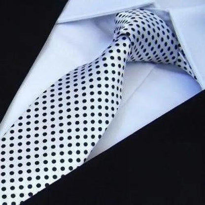 Modern Black And White Men Necktie Casual Business Meeting Formal Polyester Skinny Slim Necktie