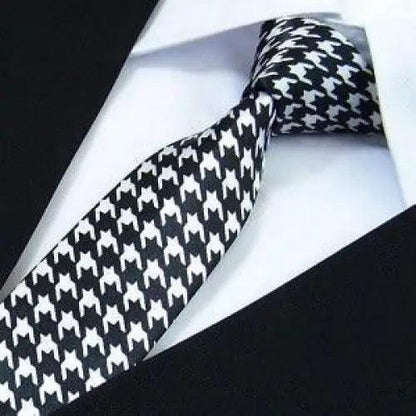 Modern Black And White Men Necktie Casual Business Meeting Formal Polyester Skinny Slim Necktie