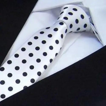 Modern Black And White Men Necktie Casual Business Meeting Formal Polyester Skinny Slim Necktie