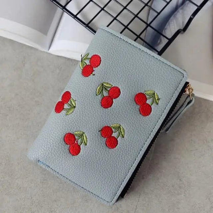 Modern Lightweight Cherry PU Leather Mini Wallet For Women Cute Design Purse Women Holder Minimalist Bag