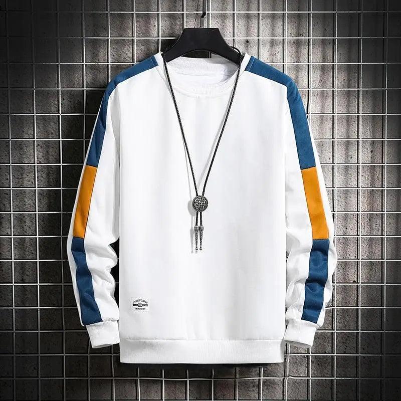 Modern Long Sleeve Sweatshirts Men New Fashion Color Casual Mens Casual O-Neck Patchwork Sweatshirt For Young Men Men Sweatshirt Streetwear Loose Solid Patchwork Pullover Sweatshirt