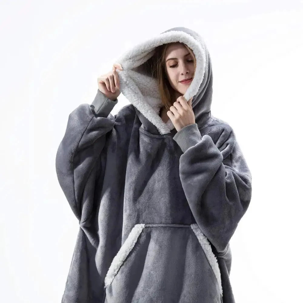Modern Oversized Hoodie Blanket With Sleeves Sweatshirt Woman Fleece Hoody Women Pocket Female Hooded Oversized Hoodie Blanket Fleece Warm Cozy Blanket for Women One Size Fits All Men Women