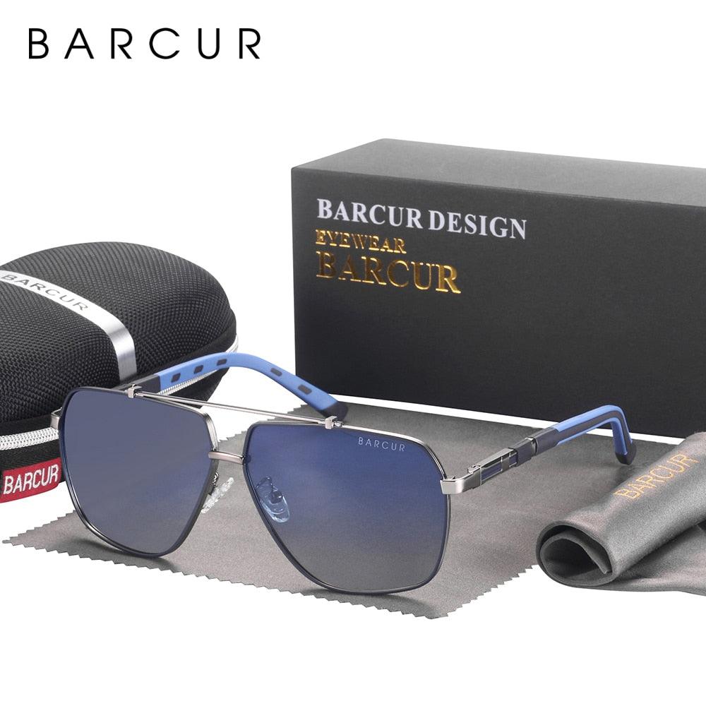 Modern Retro VIntage Luxury BARCUR Square Mens Sunglasses Polarized Driving Gradient Sun Glasses for Men UV400 Shades Eyewear Stevvex Big Frame sunglasses For Men
