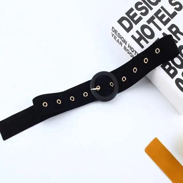 Modern Wide Fabric Strap Silver Metal Buckle Belts For Women Trendy Fashion Stretchable Classic Belts