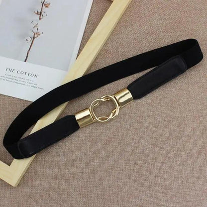Modern Wide Fabric Strap Silver Metal Buckle Belts For Women Trendy Fashion Stretchable Classic Belts