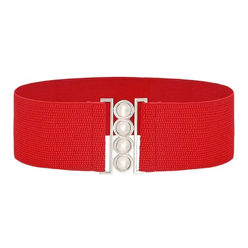 Modern Wide Fabric Strap Silver Metal Buckle Belts For Women Trendy Fashion Stretchable Classic Belts