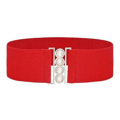 Modern Wide Fabric Strap Silver Metal Buckle Belts For Women Trendy Fashion Stretchable Classic Belts