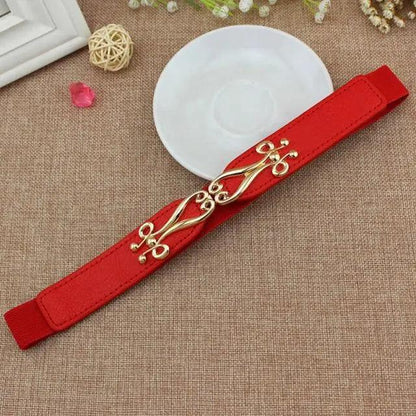 Modern Wide Fabric Strap Silver Metal Buckle Belts For Women Trendy Fashion Stretchable Classic Belts