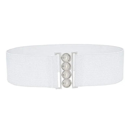 Modern Wide Fabric Strap Silver Metal Buckle Belts For Women Trendy Fashion Stretchable Classic Belts