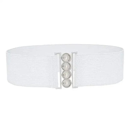 Modern Wide Fabric Strap Silver Metal Buckle Belts For Women Trendy Fashion Stretchable Classic Belts